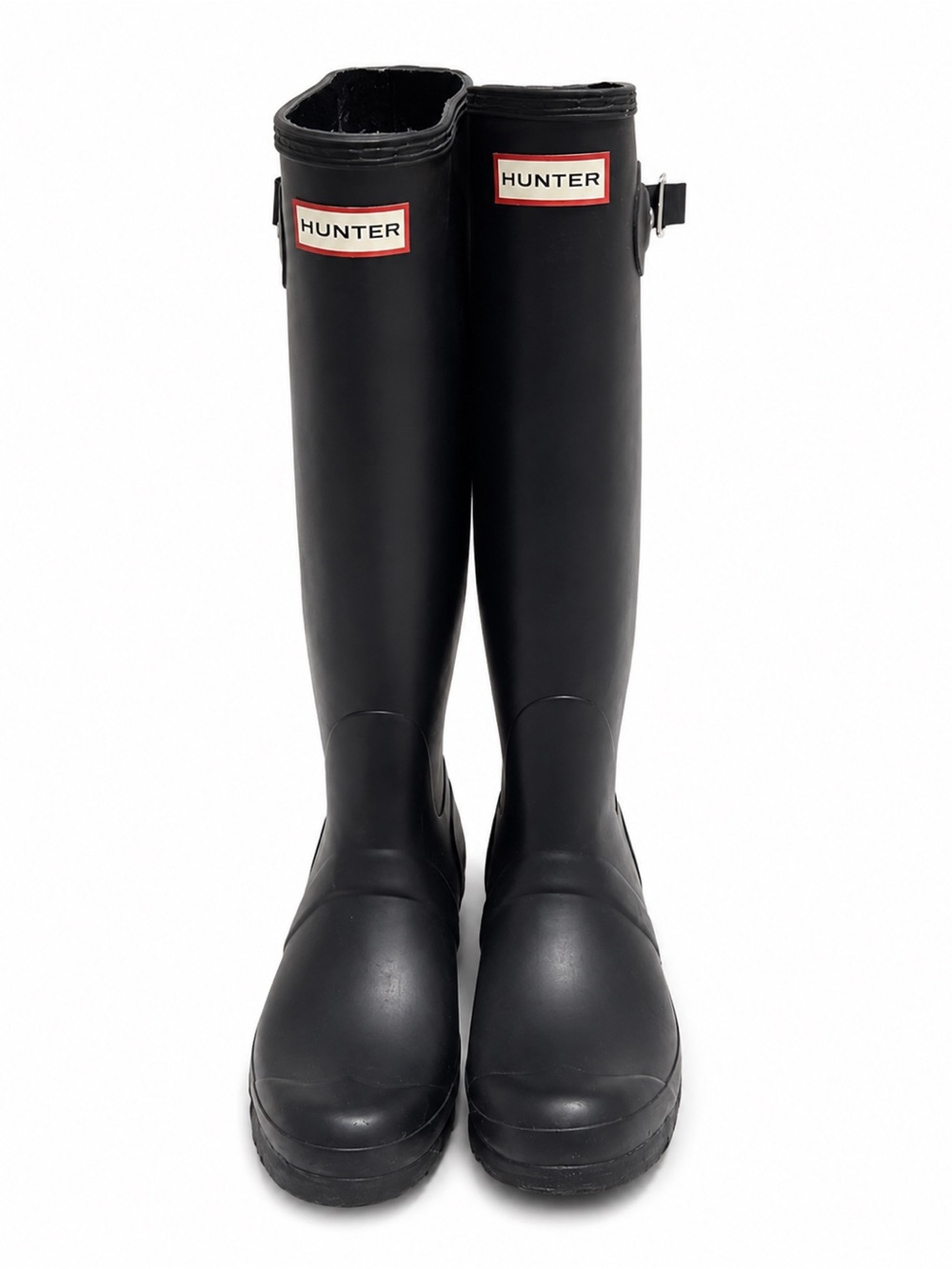 Hunter Women’s Original Tall in Matte Black Rain Boots Size 8 Waterproof Buckle